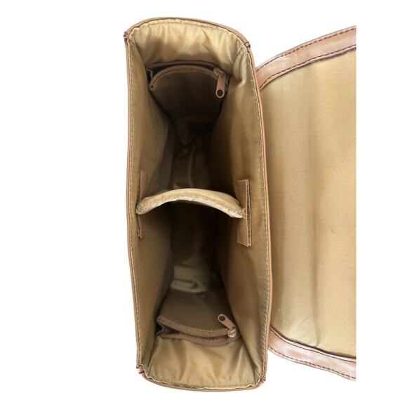 Levenger Leather Wine Carrier Tote Tan Travel Picnic Bag Vintage Hard To Find - Picture 8 of 11